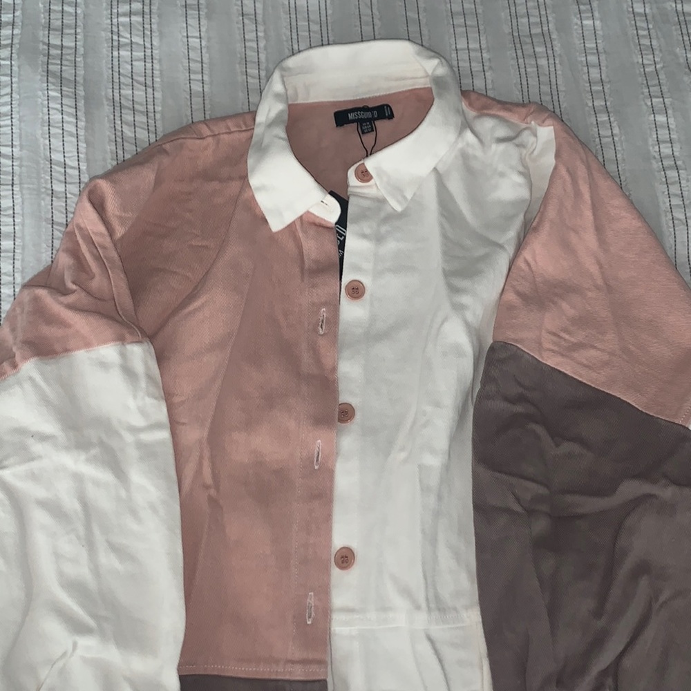 Colorblock extreme oversized denim shirt